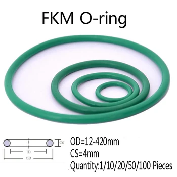 1/10/20/50/100 парчета Зелено о-пръстен FKM CS 4 mm OD 12-420 mm О-пръстен от фторуглерода с механично уплътнение