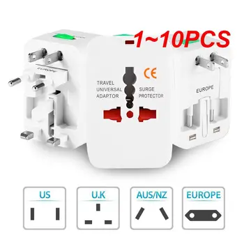 1-10 бр. Универсален адаптер за пътуване с 2 порта USB на ЕС, Великобритания, САЩ, Адаптер за зарядно устройство, конектор, конвертор, адаптер за контакти