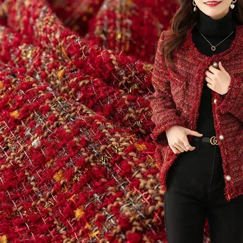 100-145 см, 3-цветен вълнена кърпа, есенно-зимно модно палто, рокля, жилетка, плат за ръчно изработени дрехи 