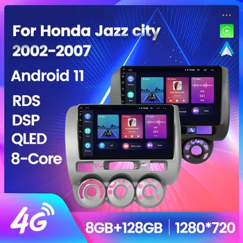 128 GB QLED Екран за HONDA JAZZ City 2002 2003 2004 2005 2007 Carplay Автомагнитола Мултимедия Android 11 SWC Wifi Gps Навигация