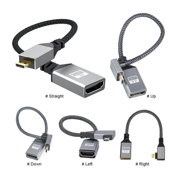 20 см Кабел-адаптер, Съвместим с Micro HDMI, Правоъгълен Удлинительный Кабел, Съвместим с Micro HDMI, 4K @ 60HZ за Фотоапарати HDTV Монитор