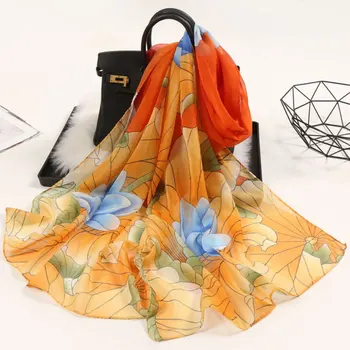2021 Пролетния моден копринен шал дамски лятна шифоновая наметало в стил ретро, дамски шалове и шал с принтом от луксозна марка