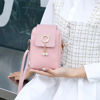 2022 Пролетно-лятна мини чанта за мобилен телефон през рамо с ткаными жемчужными пискюли, дамска чанта в стила на своята практика, диагонално чанта