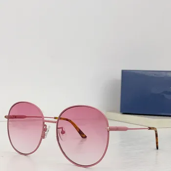 2023 Ретро Кръгли розови очила за жени, луксозен марка, Дизайнерско огледало от сплав за жени, Слънчеви очила Oculos De Sol