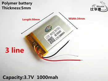 3 линия с Добро качество 3,7 В, 1000 mah, 503450 Полимерна литиево-йонна батерия за ИГРАЧКИ, POWER BANK, GPS, mp3, mp4