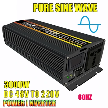 3000 W Инвертор Мощност от 12-48 до 220 v 50 Hz Слънчевата Система RV/Къмпинг Преобразувател на Мощността на Трансформатора Напрежение Чиста Вълна Синусоидальная