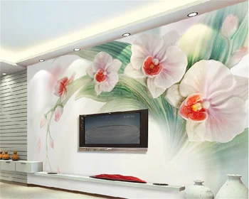 3d триизмерна цвете, свеж и модерен перлено бял цвете магнолия, луксозна фон за телевизора в хола, стенни боядисване, тапети