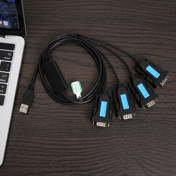 4 Порта USB към RS232 RS-232 9-Пинов Сериен кабел DB9 PL2303 Адаптер за свързване на чипсет A