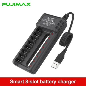 8-слотный USB изход PUJIMAX, зарядно устройство за бързо зареждане, защита от късо съединение, е подходящ за батерии AA /AAA/ Nimh
