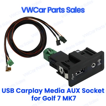 CarPlay Media AUX MIB2 MDI USB Гнездо Превключвател Бутон Инсталация Щепсела Теглене на Кабели Адаптер За VW Golf 7 MK7 5G0035222E 5Q0035726E