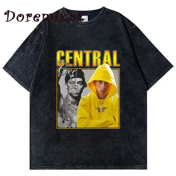 Central Cee Тениска с графичен принтом, Мъжка Риза в стил Хип-Хоп, Реколта Памучен Мъжка Тениска С къс ръкав на 90-те години, Унисекс, Градинска Дрехи, Дамски Блузи