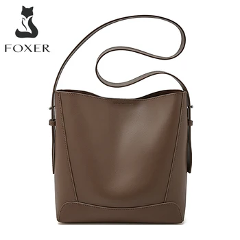 FOXER Проста женствена чанта от спилка под мишниците, офис чанта голям капацитет, модерна дамска чанта, чанта за междуградски пътувания