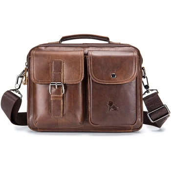 Laoshizi, чанта-месинджър от 100% естествена кожа, мъжки чанти през рамо, реколта чанта през рамо за мъже, бизнес офис чанта-тоут