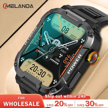 MELANDA 1.85, улични военни smart-часовници, мъжки смарт часовници с Bluetooth, се призовава за Android и IOS IP68, водоустойчив спортен часовник за фитнес