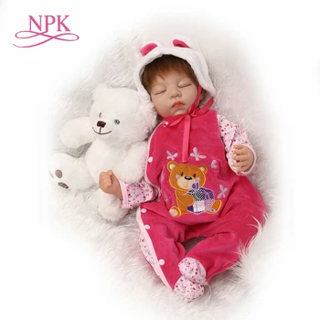 NPK 22-инчов силикон, винил real soft touch reborn baby реалистична кукла bebe детски Коледен подарък зимен сън сладък бебе