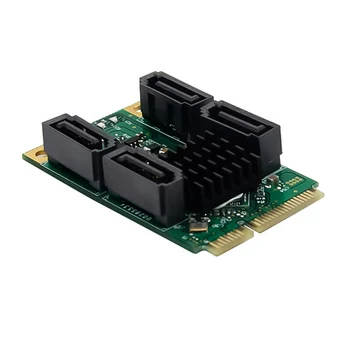 PCIe към 4 порта SATA3.0 6 Gbit / s, карта на адаптера за твърдия диск, Mini PCI Express на картата разширяване контролер SATA 3.1