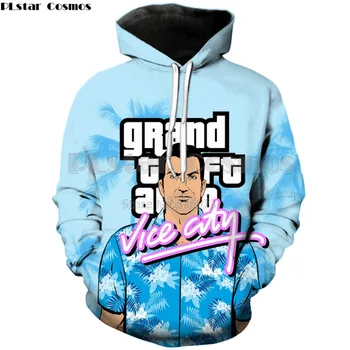 PLstar Cosmos 2018 Нови модерни мъжки блузи с играта Grand Theft Auto Vice City принтом 3d Мъжки / дамски ежедневни hoody с качулка