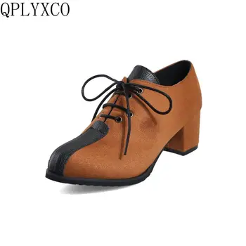 QPLYXCO/ нови модни дамски обувки на висок ток са много големи по размер 28-52, дамски обувки-лодка дантела, ежедневни обувки за сватбени партита Y701