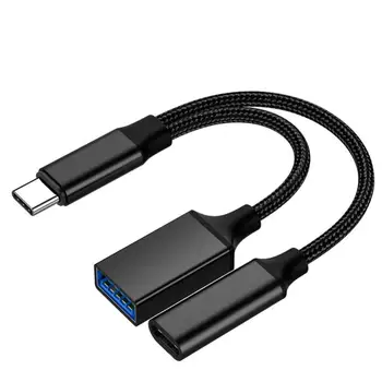 USB кабел C OTG 2 В 1, адаптер тип C в A USB, кабел конвертор с порт за зареждане на PD за лаптоп Oneplus