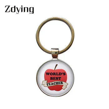 ZDYING Letter най-Добрият в света ключодържател за учител с изображения на стъклени кабошонов, куполна ключодържател, подаръци за учители по танци / математика / на френски език WB016