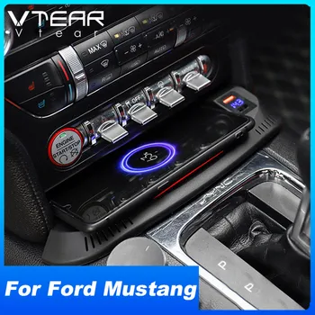 Автомобилното Безжично Зарядно Устройство Qi За Ford Mustang Gt Аксесоари Зарядно Устройство Ще Захранване На Плоча За Мобилен Телефон, За Промяна На Интериора Авточасти 2016-2023
