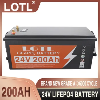 Батерия 24V LiFePO4 200Ah Вградена Литиево-Желязо-Фосфатный Елемент BMS Със Срок на Служба 6000 + Цикли За Кемперов RV Golf Cart Solar Със Зарядно устройство