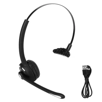 Безжична телефонна слушалка с едно ухо Чист звук HD Бизнес слушалки, Черни Дробове Регулируеми микрофони за срещи по телефона