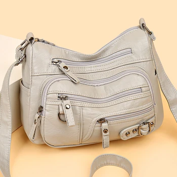 Висококачествени дамски чанти през рамо от мека кожа, многопластова класическа чанта през рамо 2023, луксозни дизайнерски дамски чанти и портмонета