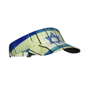 Годишната Въздушна Солнцезащитная шапка За мъже и жени Регулируема Козирка с защита от uv Отгоре Празен Спортен Израелски Дървена флаг Гръндж Солнцезащитная шапка