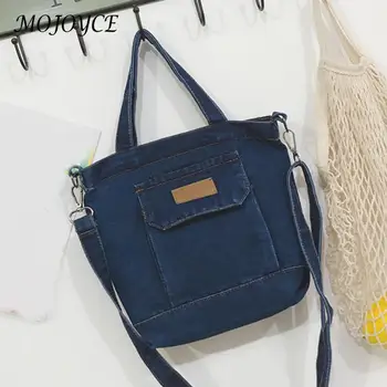 Дамски стилна чанта-тоут, деним, чанта за пазаруване, наплечная чанта с голям капацитет, регулируеми колани с джобове, ежедневни чанти и портмонета