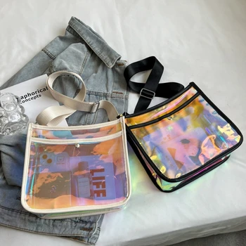 Дамски чанта през рамо, лъскава светоотражающая чанта през рамо, чанта за момичета, лятна плажна чанта, ежедневна чанта за почивните дни, Ins