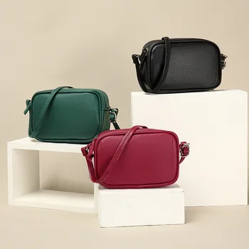 Дамски чанти през рамо, прости дизайнерски чанти-незабавни посланици от висококачествена естествена кожа с цип, обикновена дамска чанта през рамо