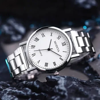 Ежедневни кварцов часовник с циферблат, марковите часовници със стоманена мрежа на колана, мъжки кръгли Бизнес ръчни часовници, Луксозни часовници Relogio Feminino