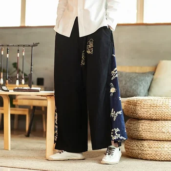 Ежедневни спортни панталони Мъжки Порцеланови панталони Китайски Традиционен костюм харадзюку Кунг-фу Тан Униформи тай-чи Памук, ленени панталони