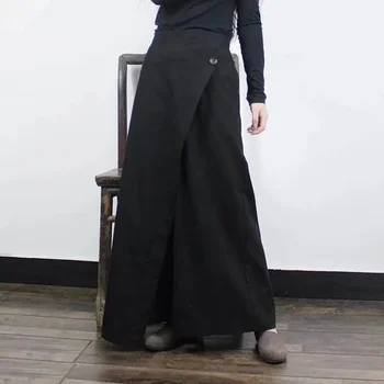 Есенно-пролетни Дамски панталони Свободни памучни панталони големи размери 2024 Нови панталони в китайски стил с еластичен ластик на талията в ретро стил Mori Момиче 12190