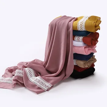 Женски шал от шифон 180 *70 см, дантелен шал за жени, мюсюлмански прост дълъг шал, шал, тюрбан, арабски превръзка на главата, Шийла Пашмина