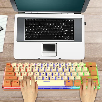 Жични клавиатура USB DC 5V 61 клавиша RGB, компютърната игрална клавиатура с мултимедия