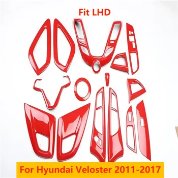 За Hyundai Veloster 2011-2017 Червено украса на колата е от въглеродни Влакна, изход на въздуха за Централната конзола Волан и тапицерия на покрива смяна на предавките