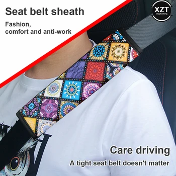 Защитни облицовки за колан на автомобила за сигурност на седалките, защитен ръкав, Застрахователна каишка в бохемски стил, защита на рамо, Автоаксесоари