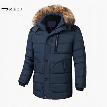 Зимна памучен яке за мъжки дрехи, удебелена зимно яке, негабаритная мъжки памучен яке, плюшен памучен яке с качулка