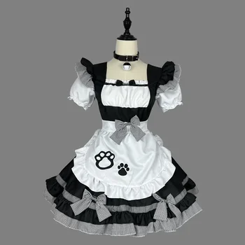 Класически костюми за cosplay мома, момиче-котка, Лолита, големи размери, престилка за камериерка, аниме, е черно-бяла рокля на принцеса за сладки момичета