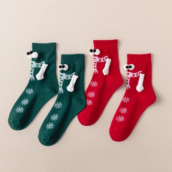 Коледни Чорапи, Смешни Чорапи, держащиеся за ръце, Коледни подаръци, Чорапи ръка за ръка, Памучни чорапи с магнитен всасыванием за мъже и жени