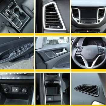 Комплект за интериора на колата е от въглеродни влакна Декоративни панели е Подходящ за Hyundai Tucson 2015 2016 2017 2018 Аксесоари за подреждане
