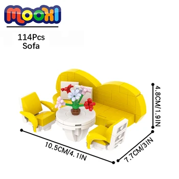 Комплект мека мебел от серията MOC4092 City, мебели за хола, който е Съвместим с вътрешните блок, Развитие на играчка за деца, Креативен подарък