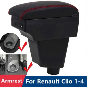 Кутия за подлакътник за Renault Clio Captur Clio1 Clio2 Clio3 Clio 4 Clio RS Captur Кожен Подлакътник Конзола За Съхранение на USB Аксесоар