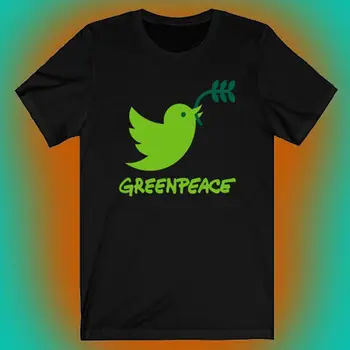 Мъжка черна тениска с логото на Greenpeace, в размер от S до 5XL