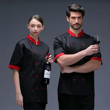 Мъжки бели униформи готвач с дълги ръкави и бродирани логото на пекарна, ресторант, хотел, работно облекло женски готвач