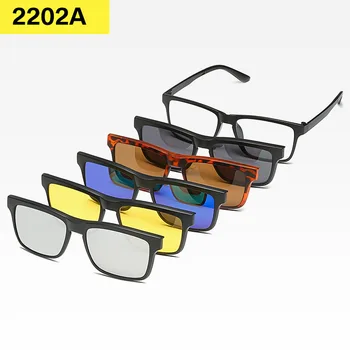 Мъжки и дамски слънчеви очила-клипове 6 В 1, поляризирани оптични магнитни слънчеви очила TR90, слънчеви очила-клипове на магнити, рамки за очила по рецепта