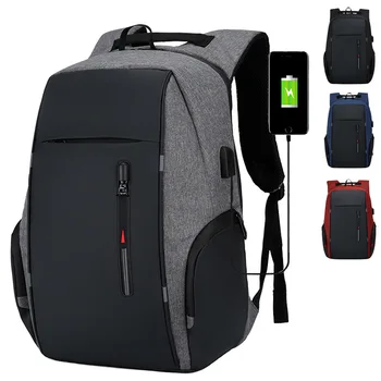 Мъжки раница, 17-инчов Водоустойчив бизнес раница за лаптоп, Дамски чанти с USB, Пътна Училищна чанта, Мъжки анти-кражба ученически раници