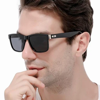 Мъжки слънчеви очила с квадратни поляризация, Реколта черни нюанси, Спортен стил, Мъжки слънчеви очила с защита от отблясъци за шофиране, Цветна дограма